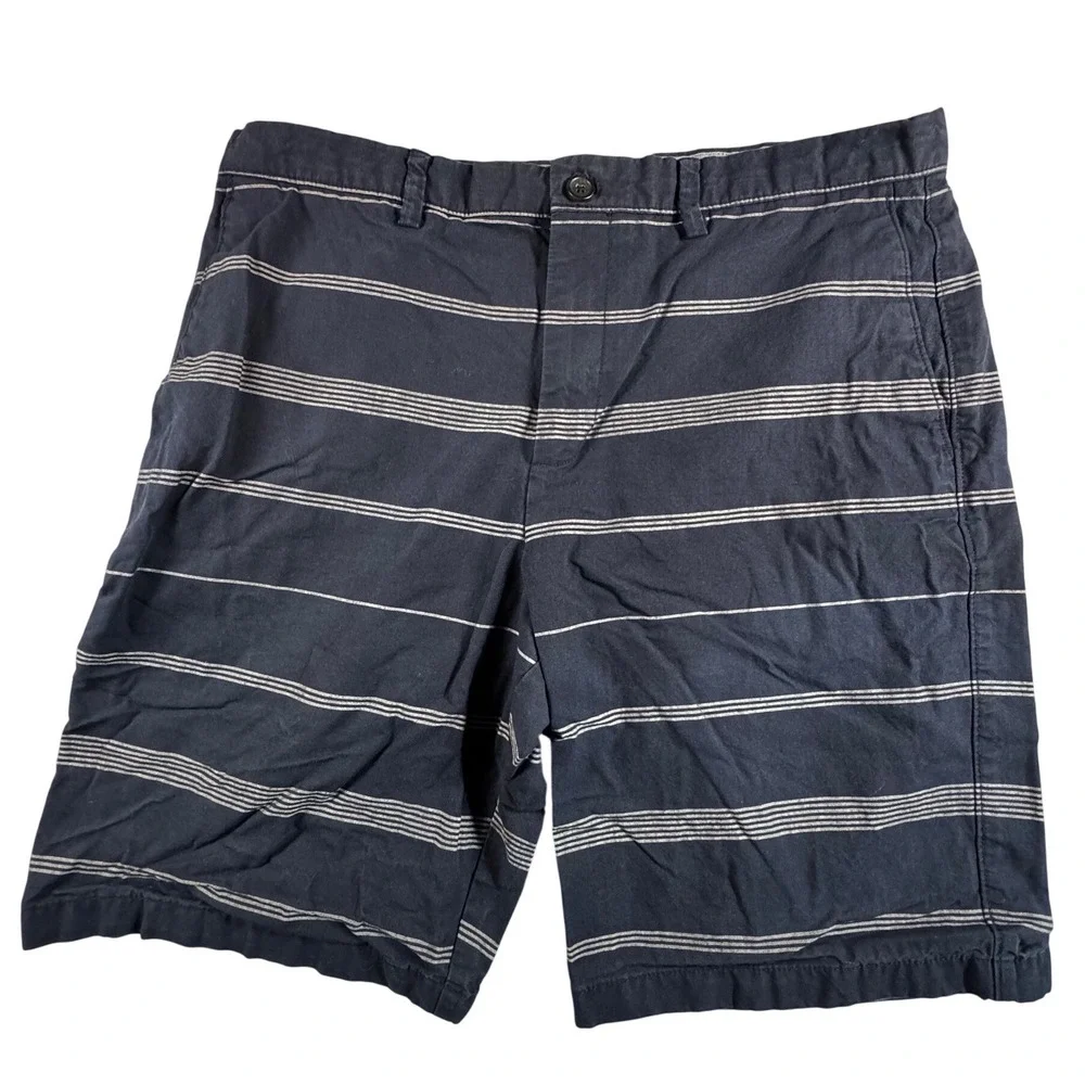 Banana Republic Emerson Shorts Mens 36 Navy Blue Good Striped Cotton Chino